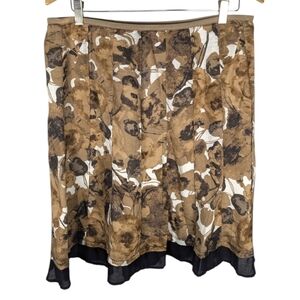 NIC+ZOE Brown Multi A-line Cotton camouflage checkered woman's 14p